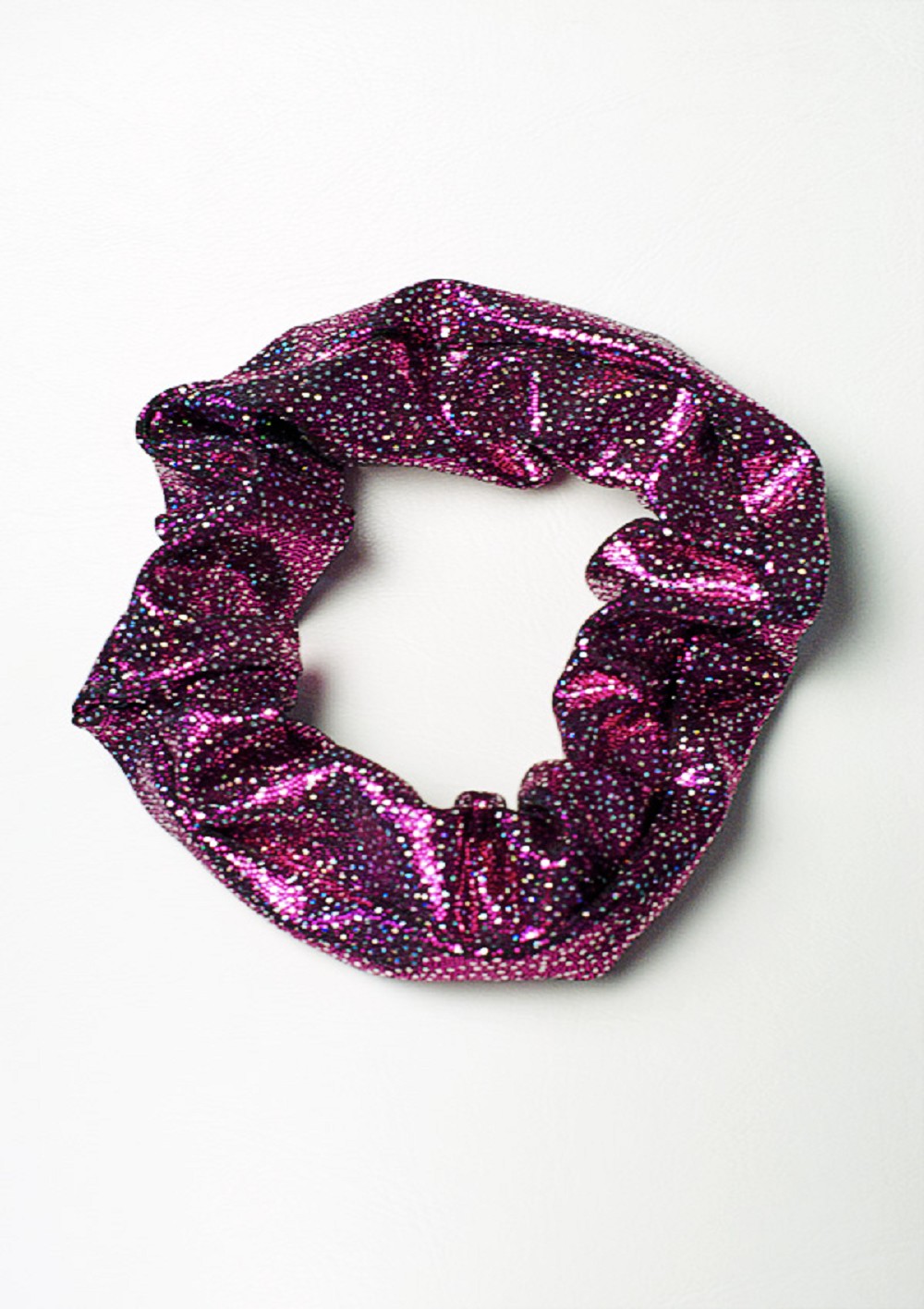 Schrunchie aubergine-silver wetlook