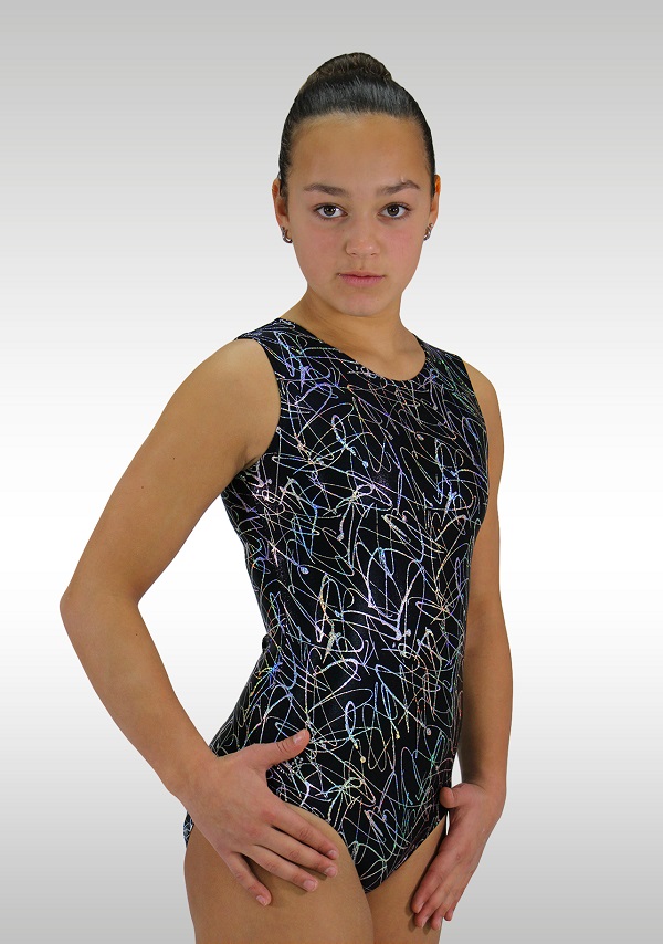 Leotard V738 black / silver glitter