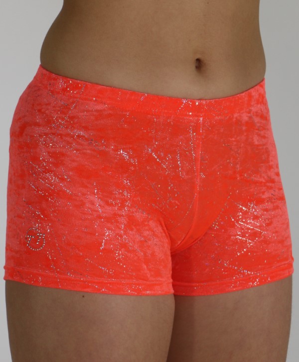 Hotpants orange glitter velvet